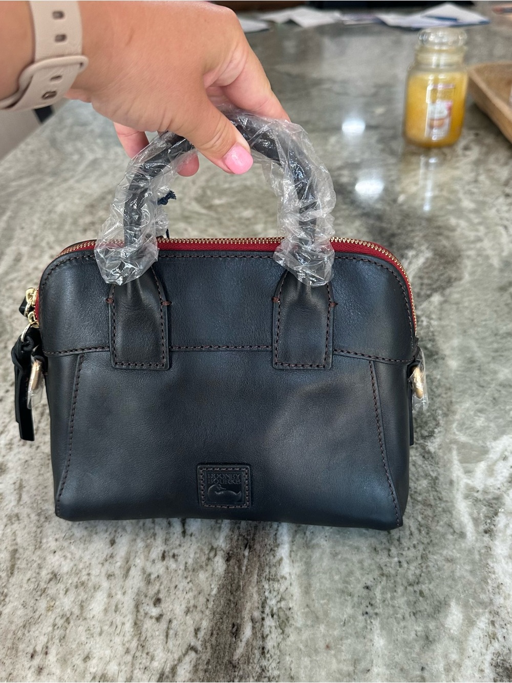 Dooney & Bourke Mini Cameron Crossbody Black Florentine Leather Satchel New - Picture 3 of 7